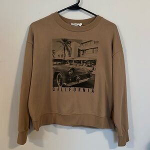 Brown cropped graphic crew neck
